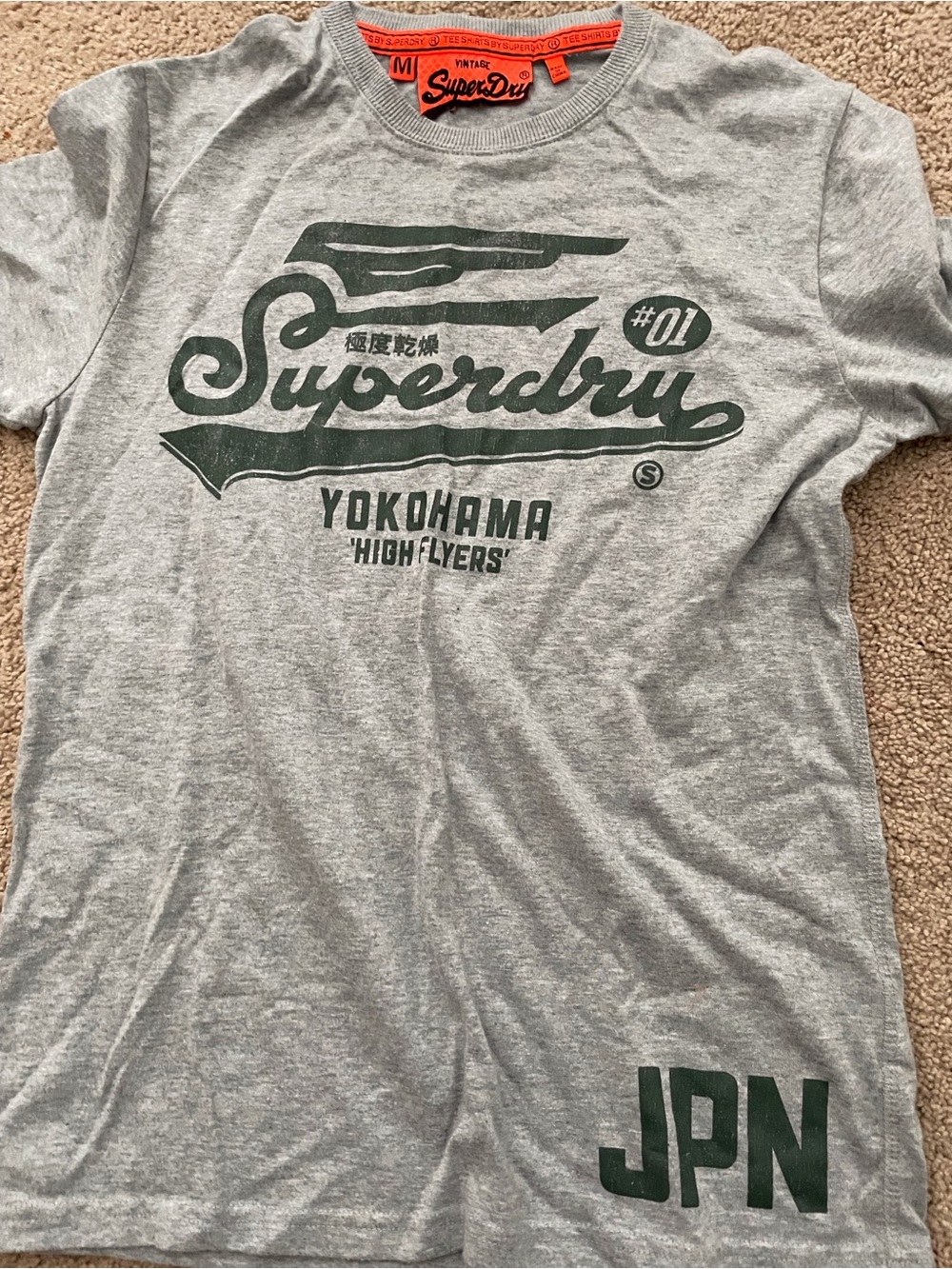Superdry Men’s Heather Grey Tee with Dark Green Graphic